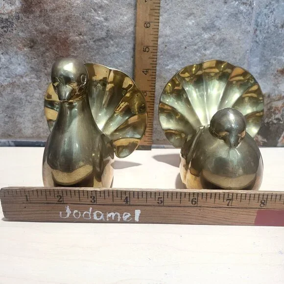 Pair of Vintage Metal Brass Dove Figure Bookends Home Decor - Picture 7 of 10